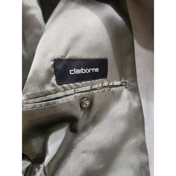 Claiborne Blazer Jacket Mens 40R Brown Gray Rayon Blend Three Button Up Career - Picture 5 of 6